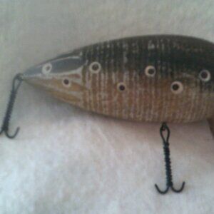 BLACK FRIDAY SALE WOODEN FISH LURE Fishing Bait Large with Fin Tail Vintage